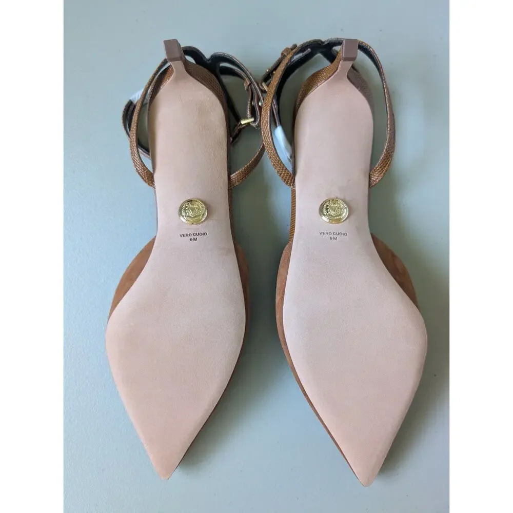 NIB Veronica Beard Colette Pointed-toe Ankle Strap Pump Size US 9M Caramel
